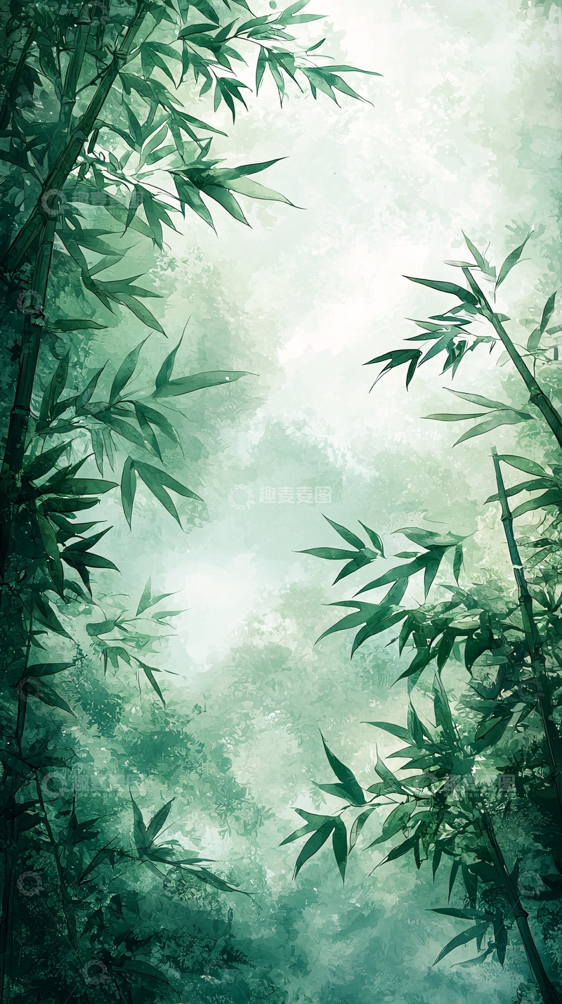 高清大图下载【趣麦麦图】水墨竹林意境图