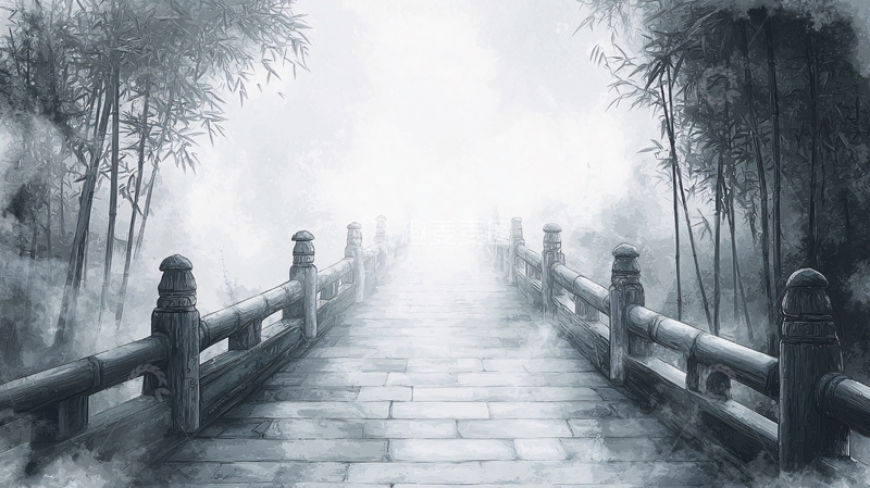 高清大图下载【趣麦麦图】水墨画桥14
