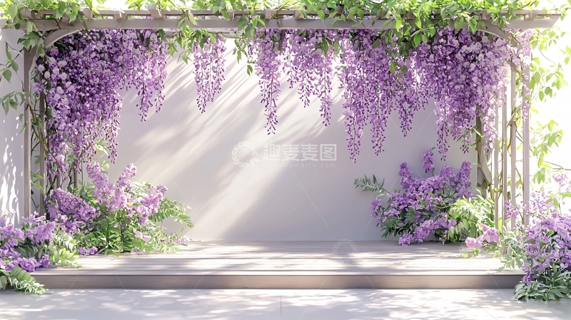 高清大图下载【趣麦麦图】紫藤花架背景墙