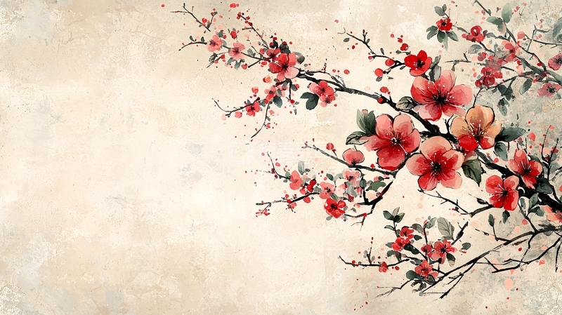 高清大图下载【趣麦麦图】水墨红梅