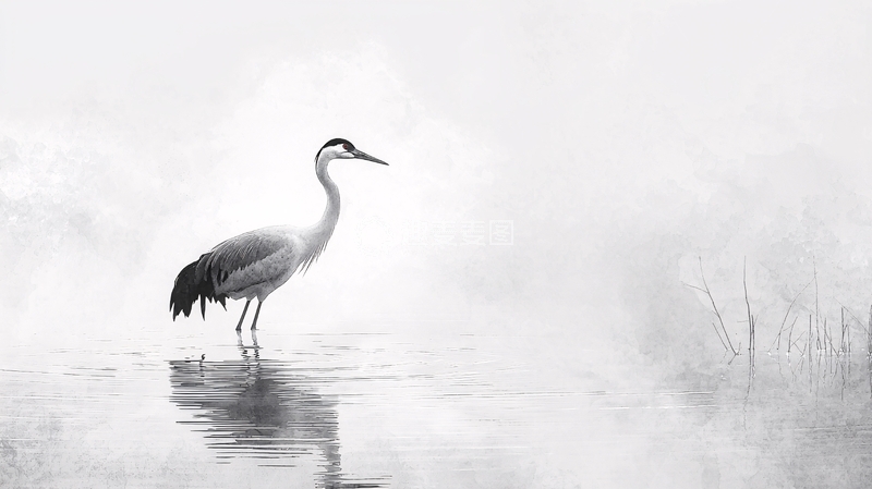 高清大图下载【趣麦麦图】黑白鹭鸟