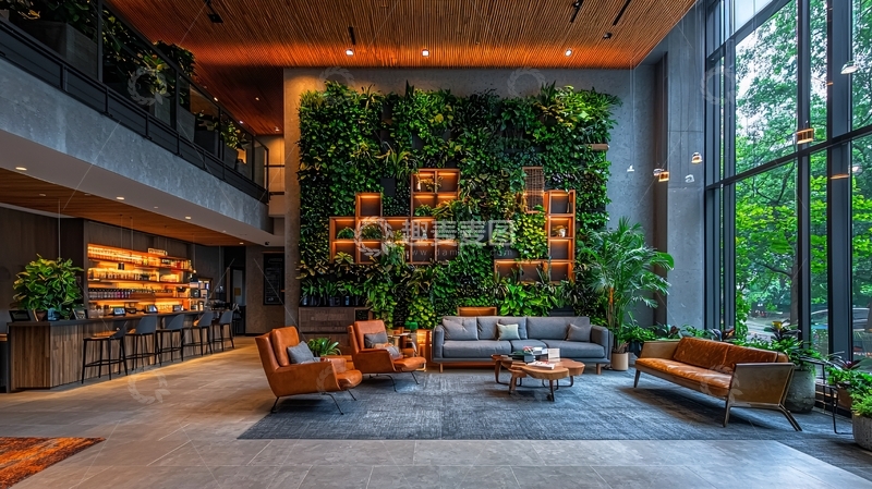 高清大图下载【趣麦麦图】现代酒店大堂绿植设计