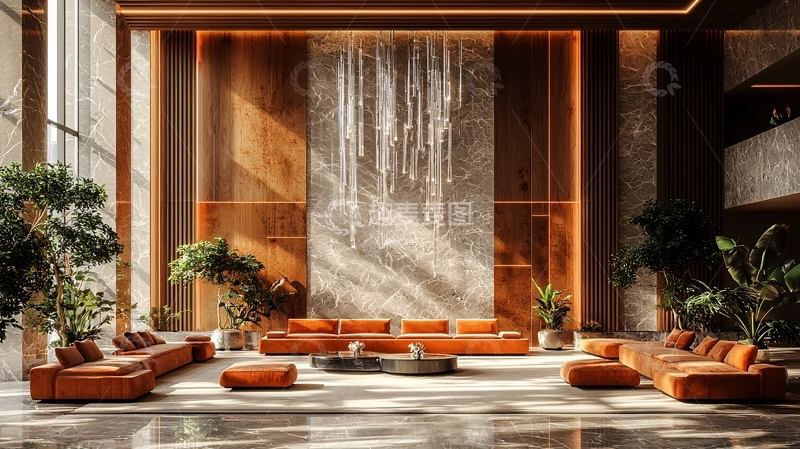 高清大图下载【趣麦麦图】现代酒店大堂宽敞明亮