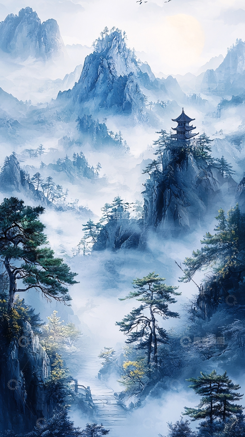 高清大图下载【趣麦麦图】水墨山水画704