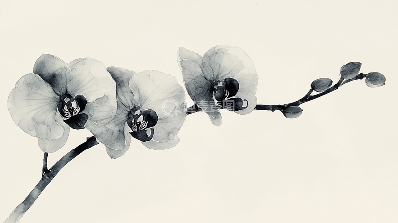 高清大图下载【趣麦麦图】水墨画兰花