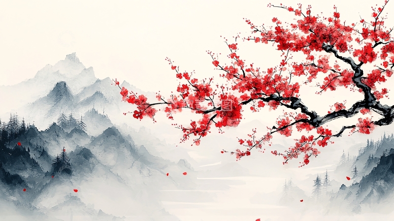 高清大图下载【趣麦麦图】水墨画梅花