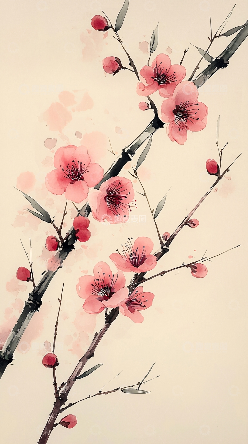 高清大图下载【趣麦麦图】-水墨画梅花