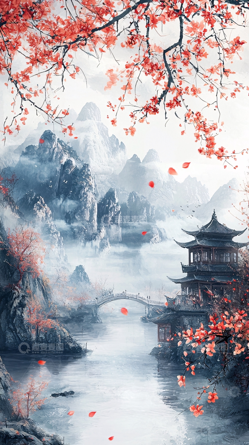 高清大图下载【趣麦麦图】-水墨山水画701