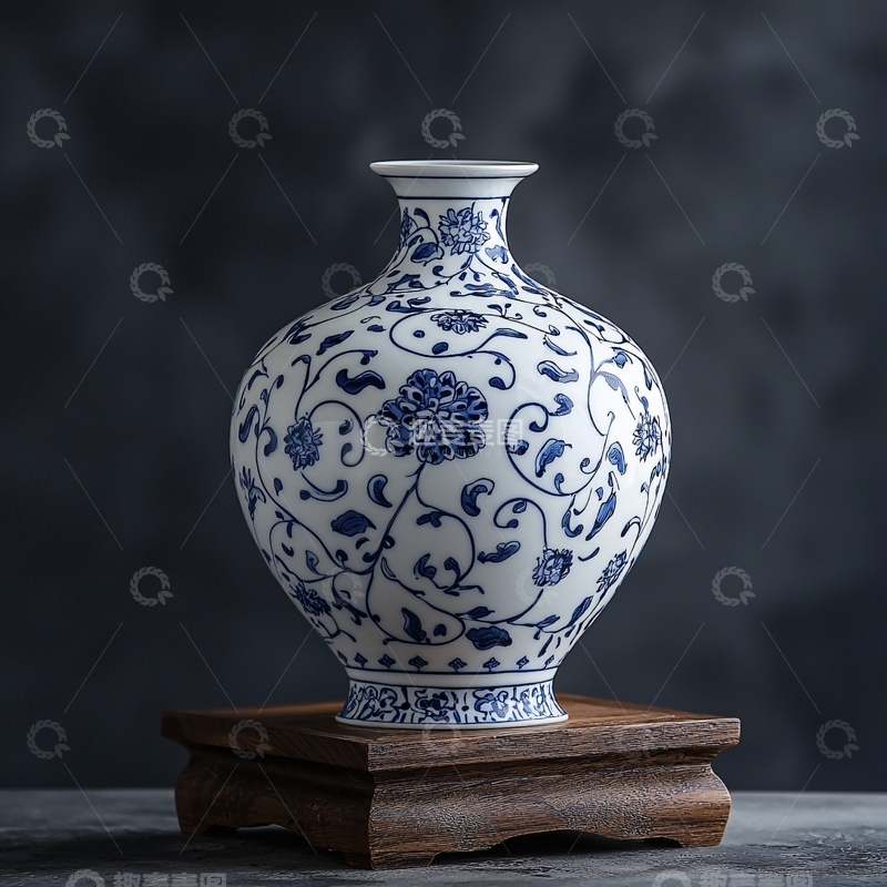 高清大图下载【趣麦麦图】青花瓷花瓶