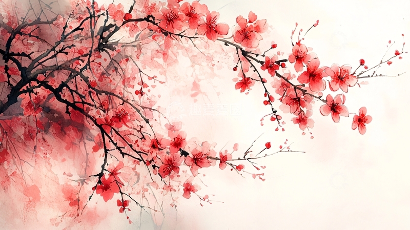 高清大图下载【趣麦麦图】红梅水墨画