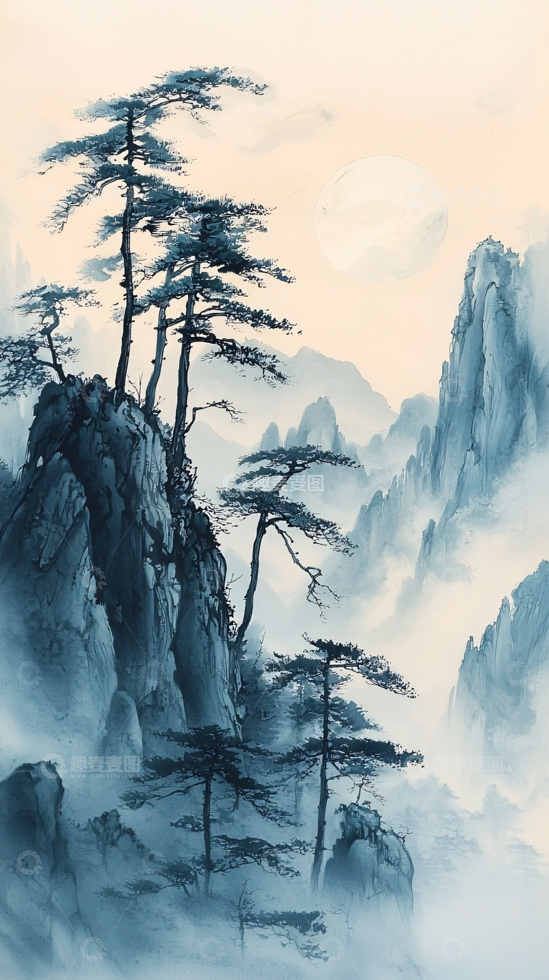 高清大图下载【趣麦麦图】水墨山水画712