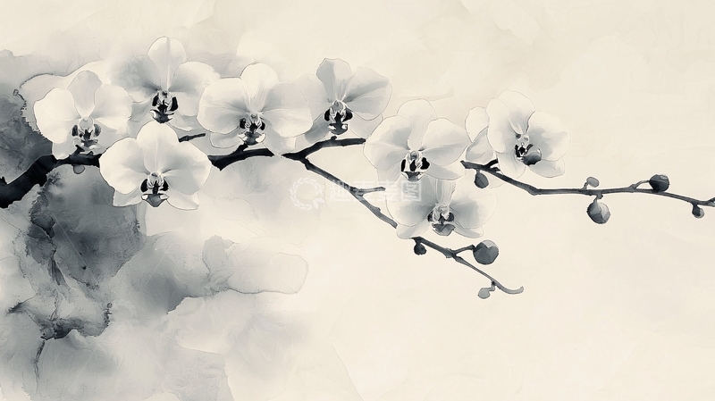 高清大图下载【趣麦麦图】水墨画兰花