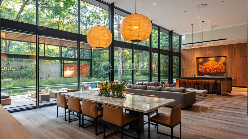 高清大图下载【趣麦麦图】现代简约落地窗大宅客厅