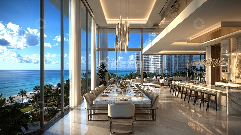 高清大图下载【趣麦麦图】海景豪宅餐厅