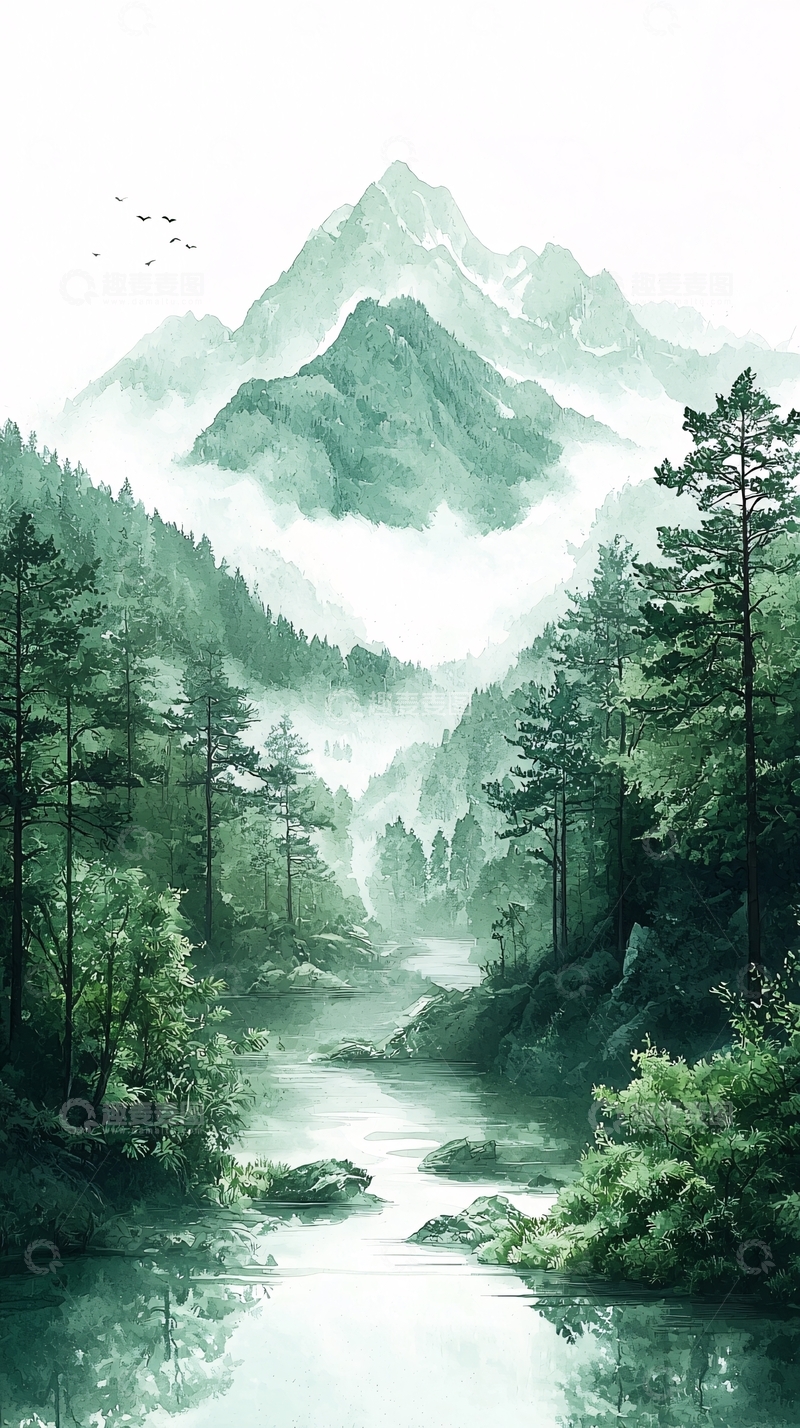 高清大图下载【趣麦麦图】水墨画山水风景