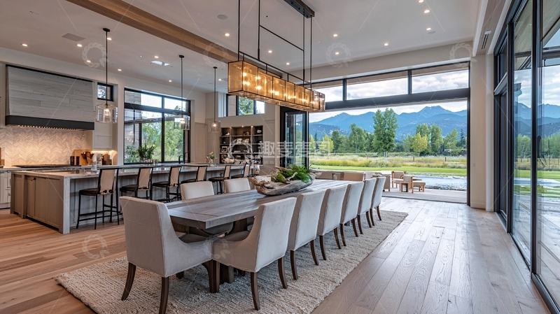 高清大图下载【趣麦麦图】现代简约开放式厨房餐厅