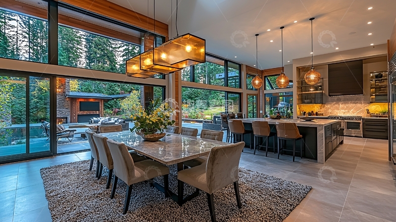 高清大图下载【趣麦麦图】现代简约开放式厨房餐厅