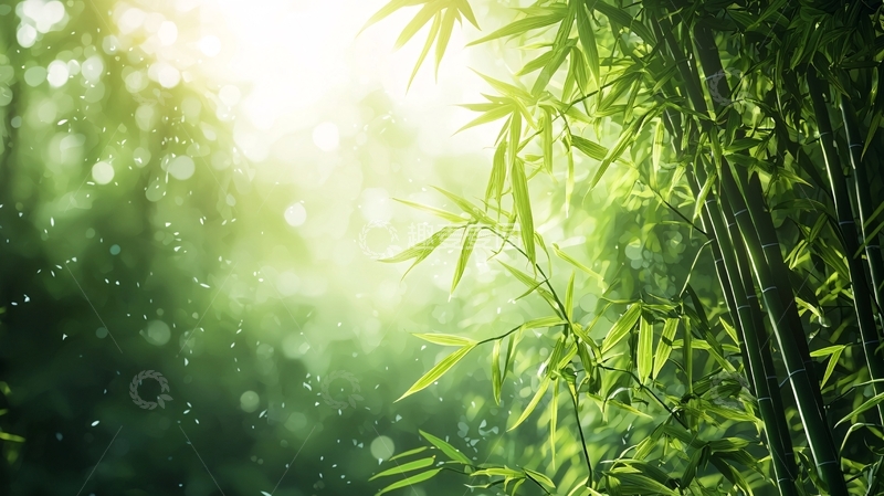高清大图下载【趣麦麦图】阳光透过竹林