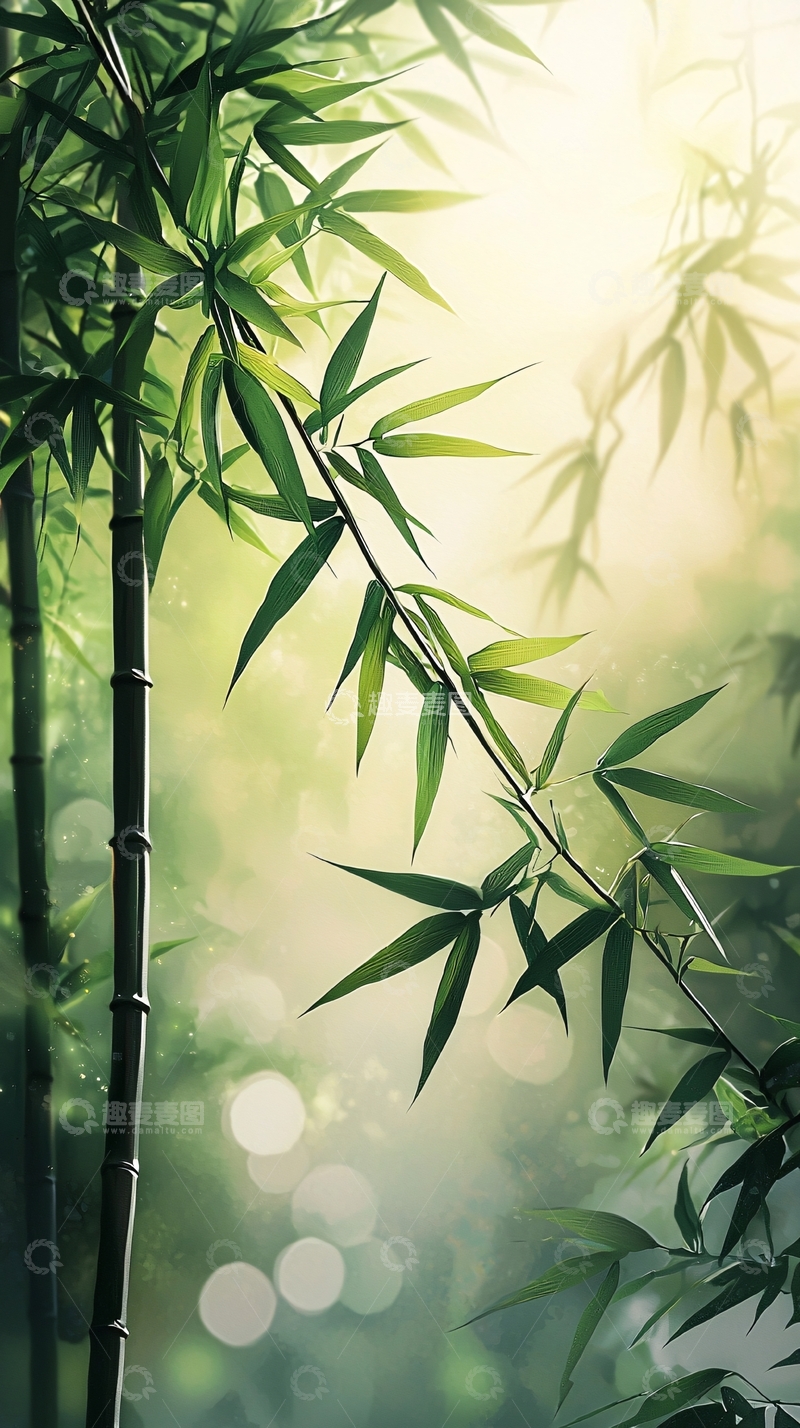 高清大图下载【趣麦麦图】阳光透过竹林