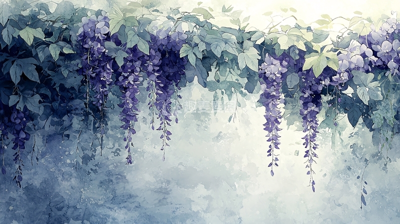 高清大图下载【趣麦麦图】紫藤花瀑布背景图
