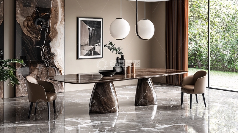 高清大图下载【趣麦麦图】现代轻奢大理石餐桌