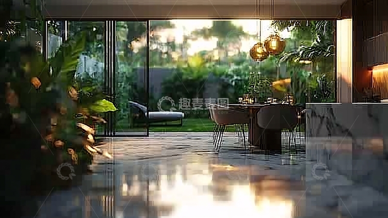 高清大图下载【趣麦麦图】室内看向花园