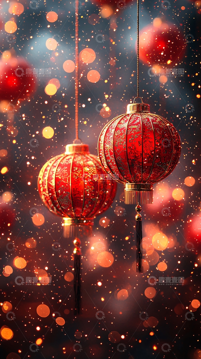 高清大图下载【趣麦麦图】红色灯笼悬挂
