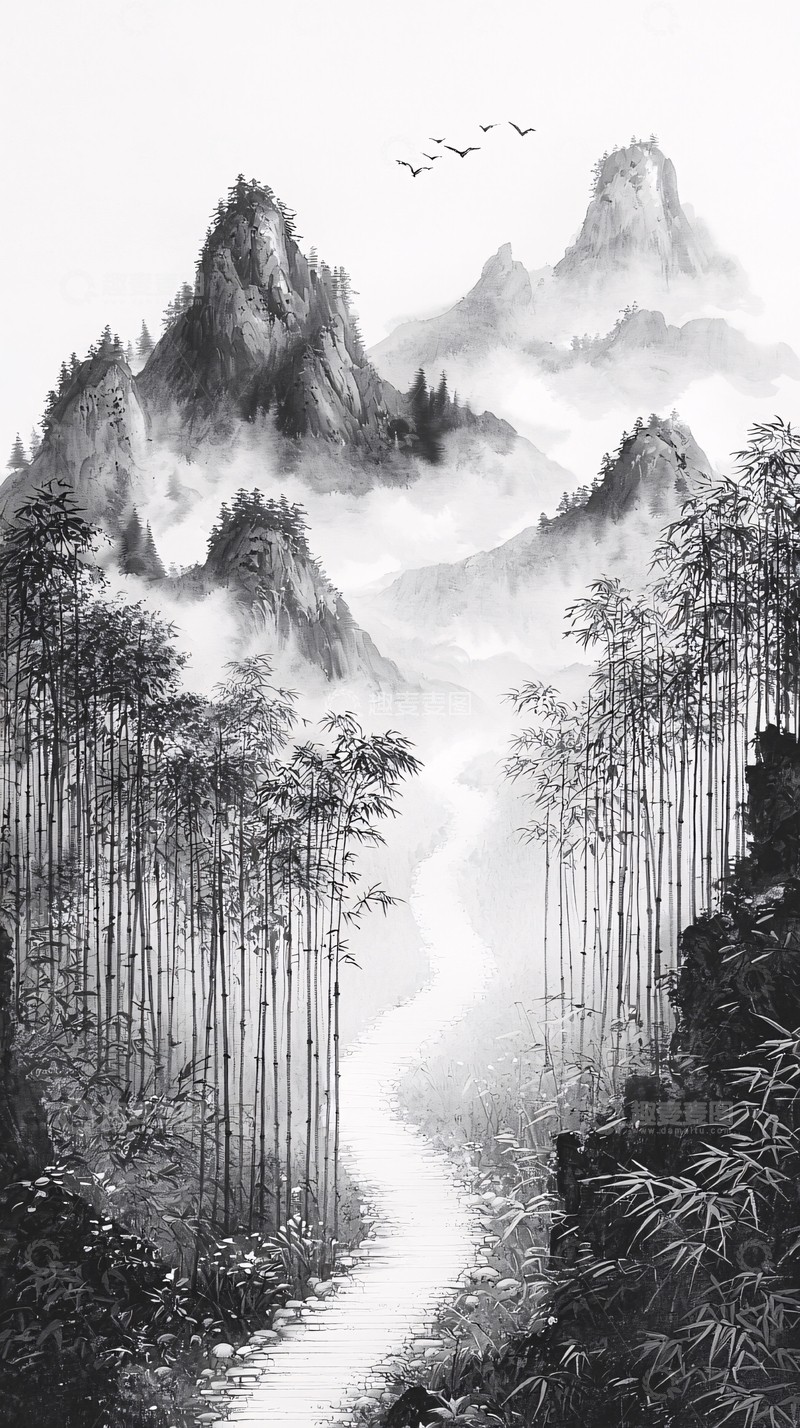 高清大图下载【趣麦麦图】水墨画山水