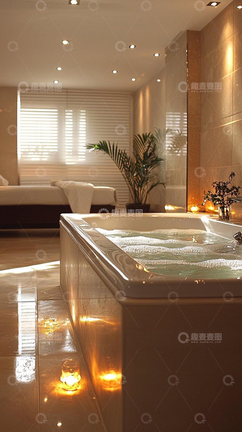高清大图下载【趣麦麦图】高端酒店套房按摩浴缸