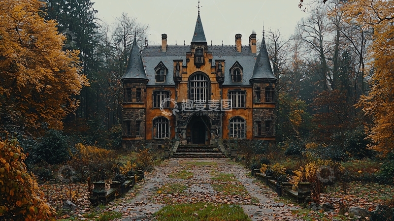 高清大图下载【趣麦麦图】秋季古堡