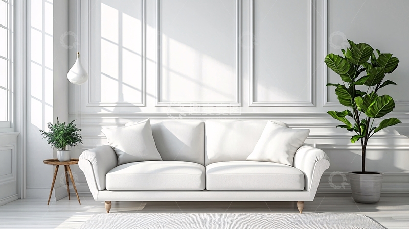 高清大图下载【趣麦麦图】极简白色客厅沙发