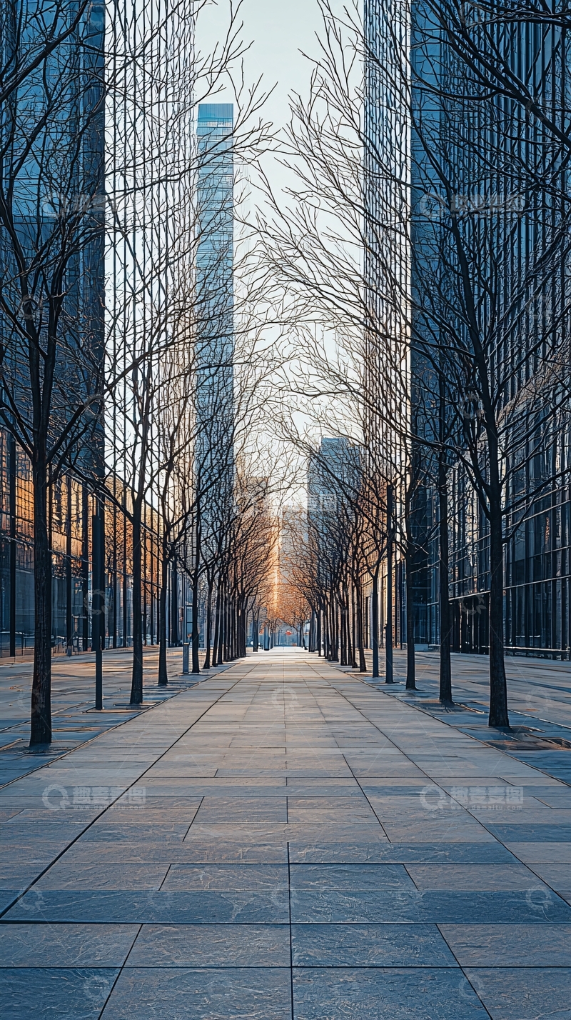 高清大图下载【趣麦麦图】冬日清晨城市街道