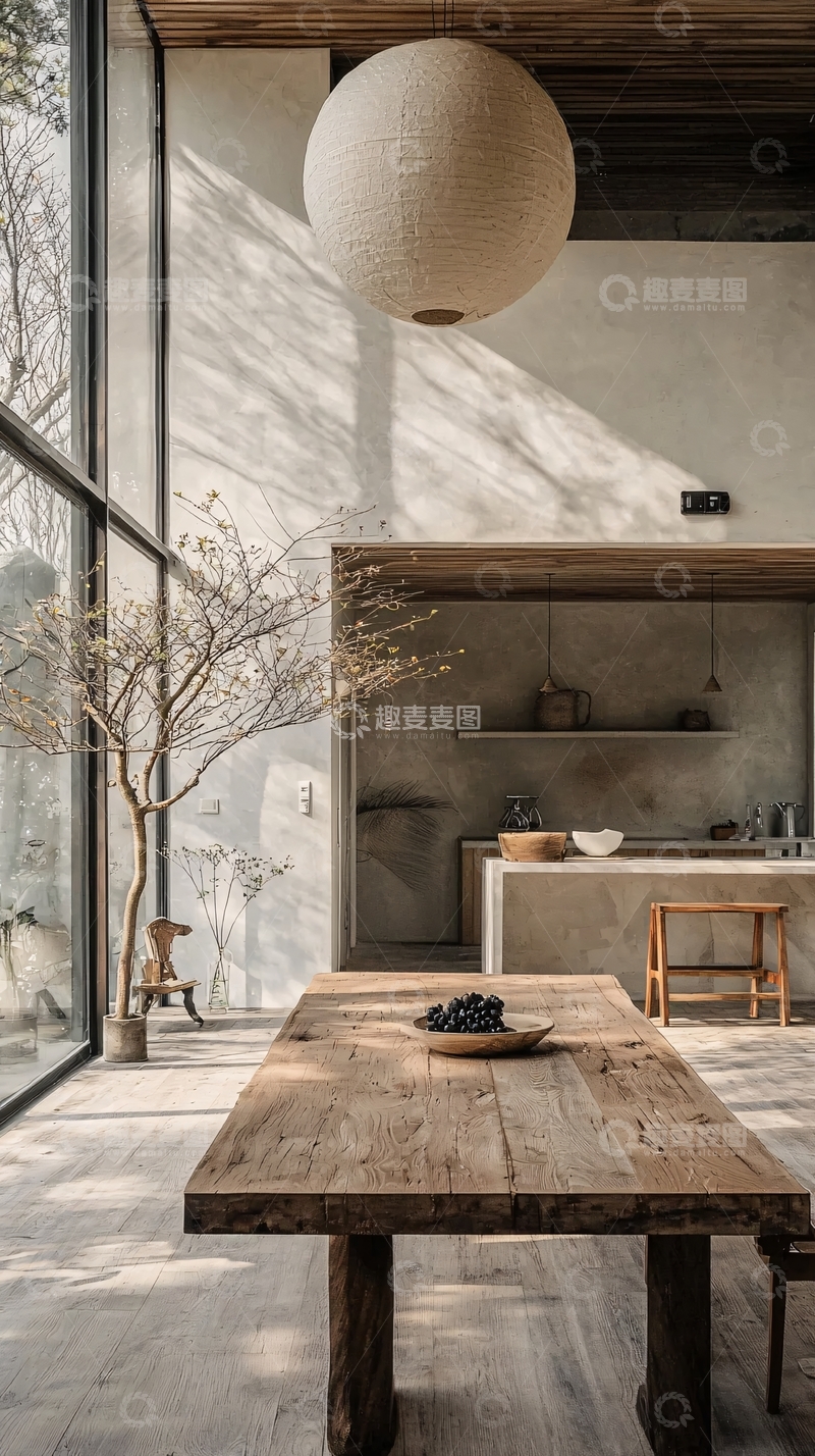 高清大图下载【趣麦麦图】极简风原木餐桌