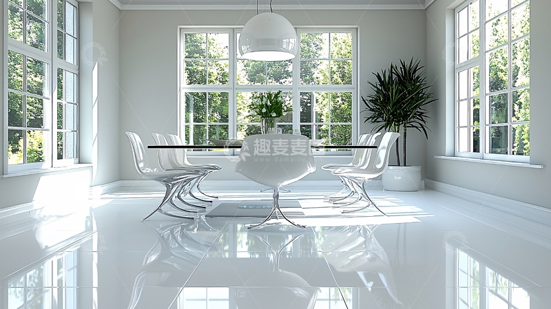 高清大图下载【趣麦麦图】极简风格白色餐厅