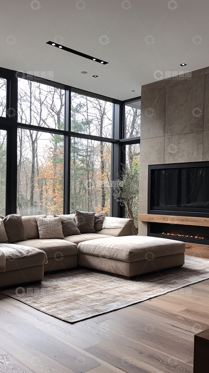 高清大图下载【趣麦麦图】现代简约客厅落地窗