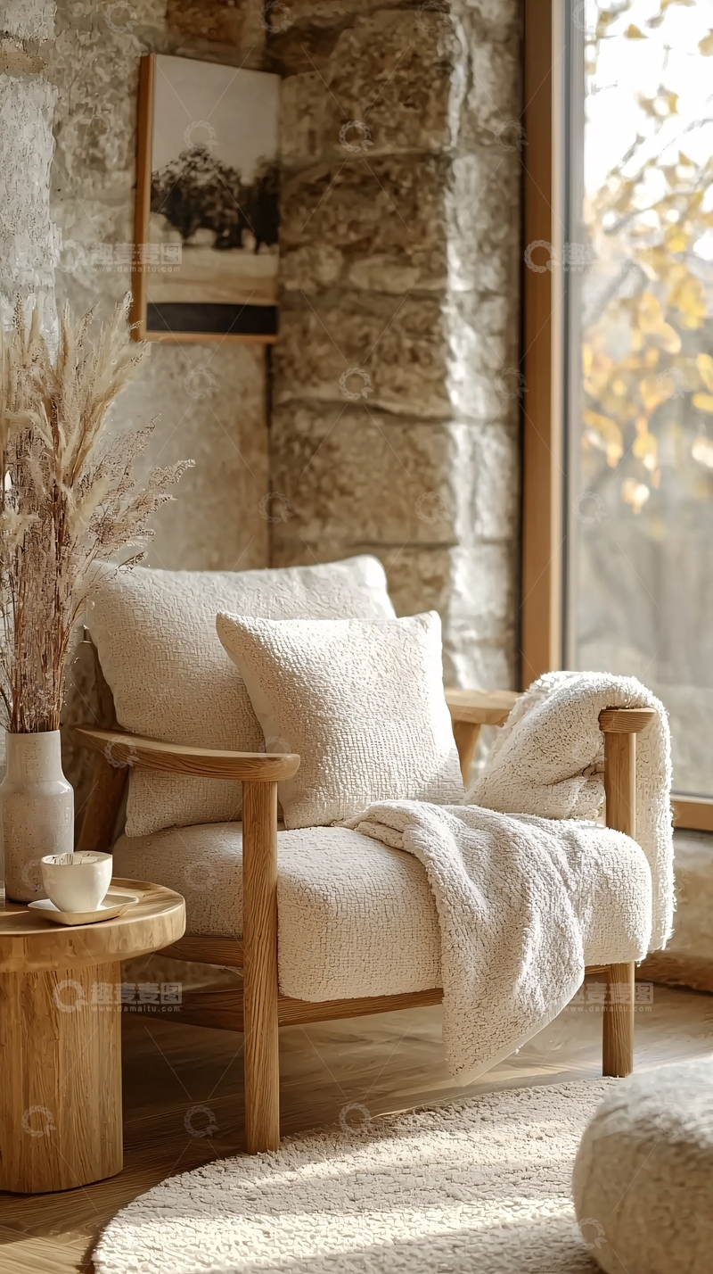 高清大图下载【趣麦麦图】原木色休闲椅