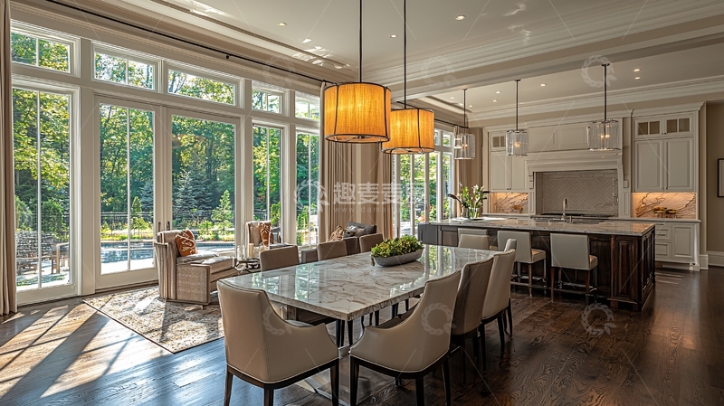 高清大图下载【趣麦麦图】现代简约开放式厨房餐厅
