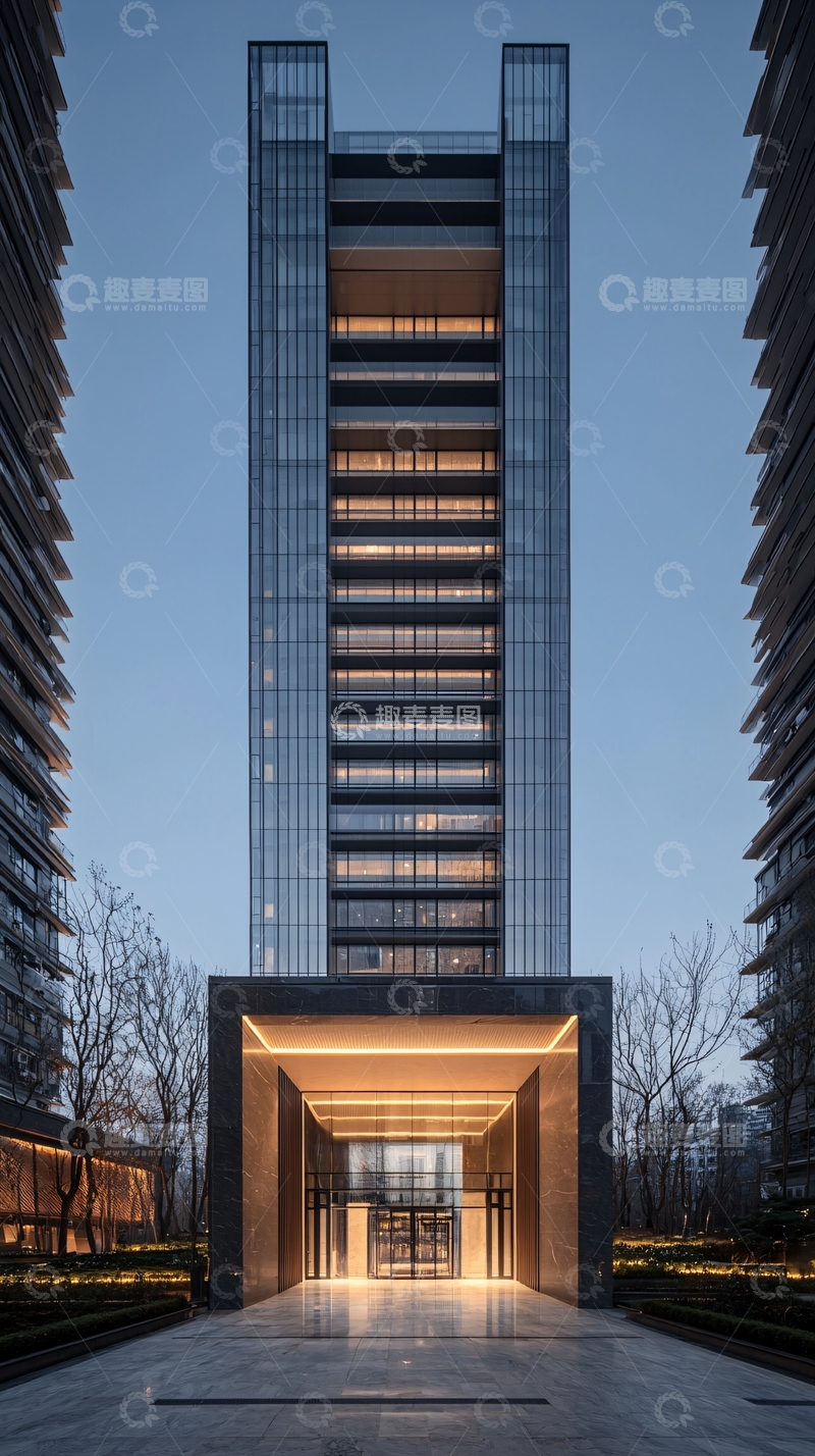 高清大图下载【趣麦麦图】现代高层建筑夜景