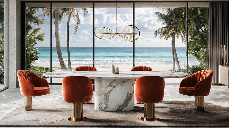 高清大图下载【趣麦麦图】海景别墅奢华餐厅