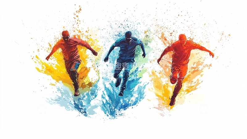 高清大图下载【趣麦麦图】奔跑的彩色身影
