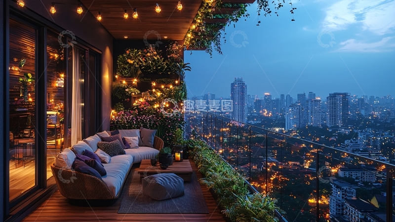 高清大图下载【趣麦麦图】夜景阳台82