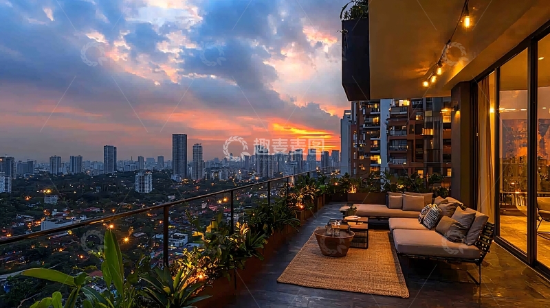 高清大图下载【趣麦麦图】城市夜景阳台
