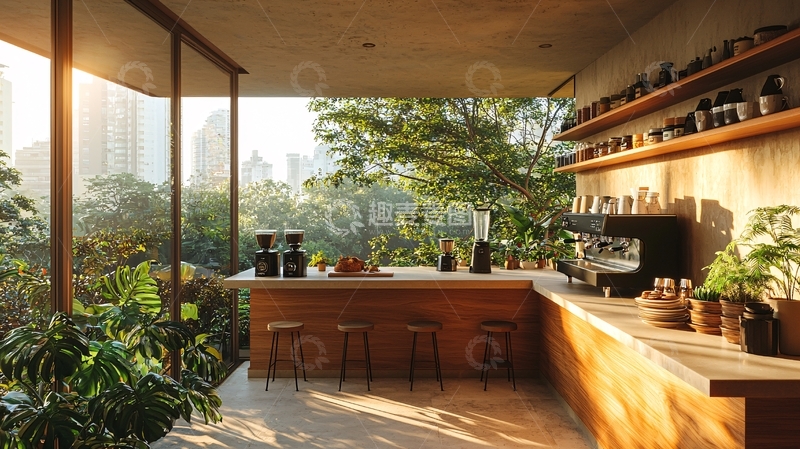 高清大图下载【趣麦麦图】现代简约咖啡馆户外吧台