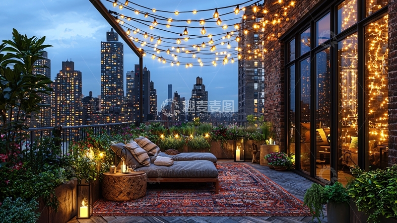高清大图下载【趣麦麦图】夜景露台