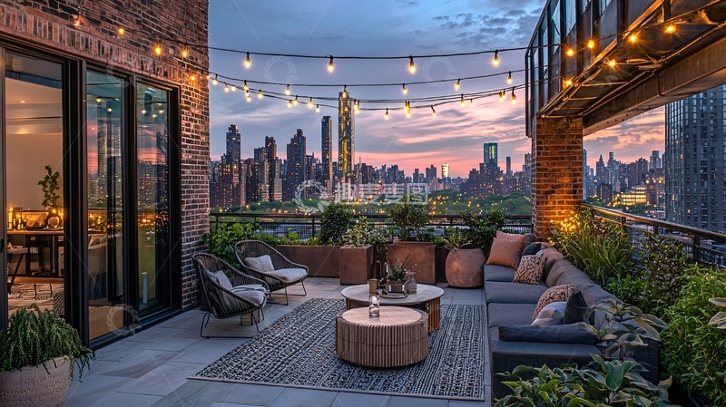 高清大图下载【趣麦麦图】都市夜景露台
