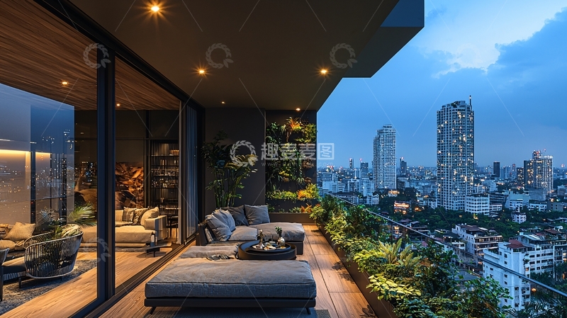高清大图下载【趣麦麦图】夜景阳台86
