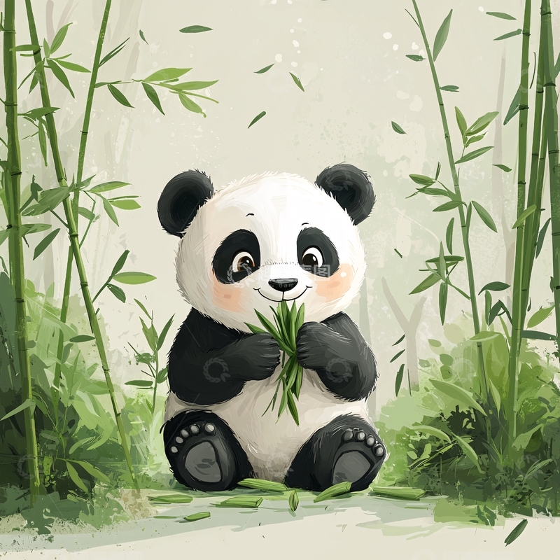 高清大图下载【趣麦麦图】萌宠熊猫吃竹子