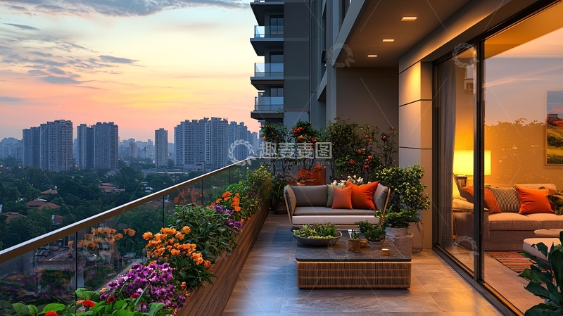 高清大图下载【趣麦麦图】高层公寓阳台景观