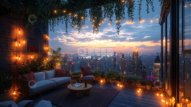 高楼露台夜景
