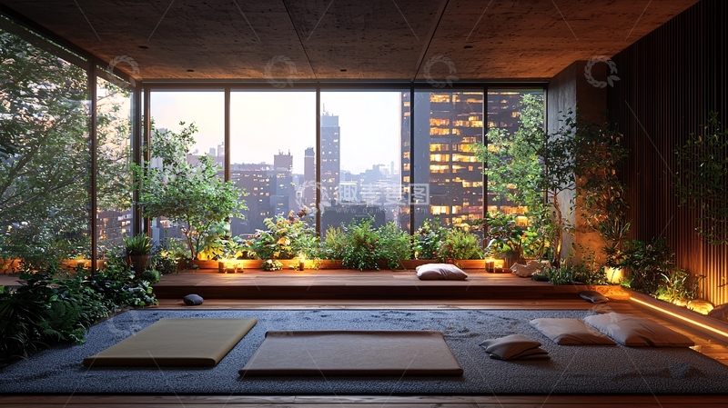 高清大图下载【趣麦麦图】城市景观禅意房间